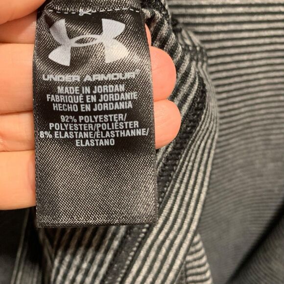 Under Armour Mens Black Striped Fitted Coldgear V Neck Long Sleeve Shirt 2XL - Picture 5 of 7